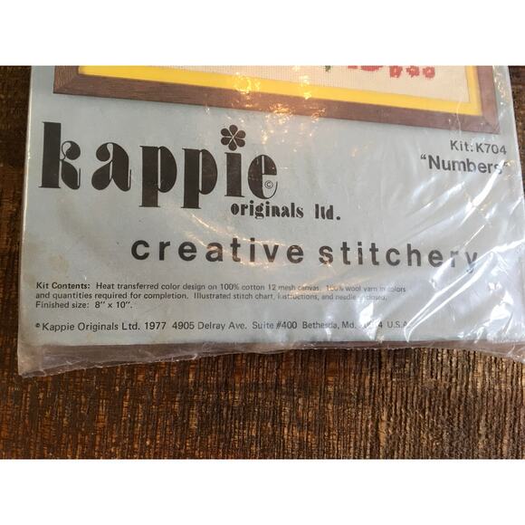 Vintage 1977 Kappie Originals Creative Stitchery Cross Stitch Kit Numbers NEW - Picture 2 of 4